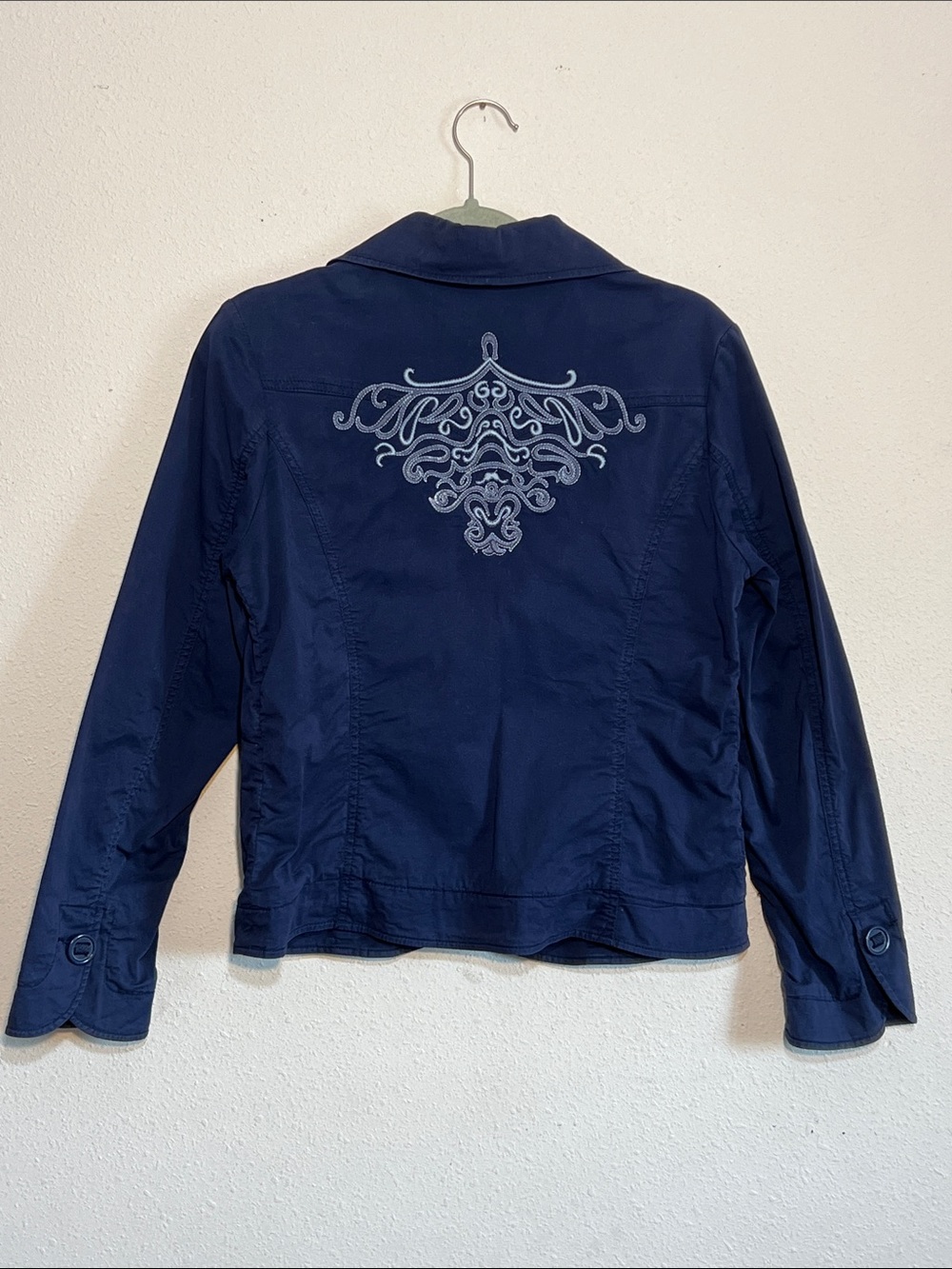 Ruff Hewn Navy Utility Jacket with Back Embroidery Size Small
